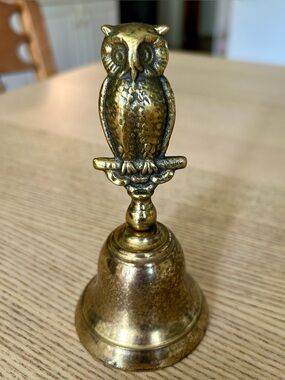 Vintage -Made in England Brass Owl Hand Bell